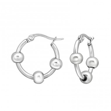 20mm hoop with 3x balls - 316L Surgical Grade Stainless Steel Steel Earrings A4S45550