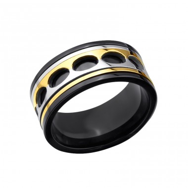 Schwarz und Gold - Chirurgischer 316L-Edelstahl Stahl-Ringe A4S22787