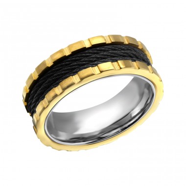 Schwarz und Gold - Chirurgischer 316L-Edelstahl Stahl-Ringe A4S22802