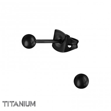 3mm Black Ball - Titanium Titan Ear Studs A4S48122