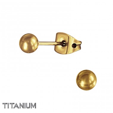 4mm Goldene Kugel - Titan Titan-Ohrstecker A4S48126