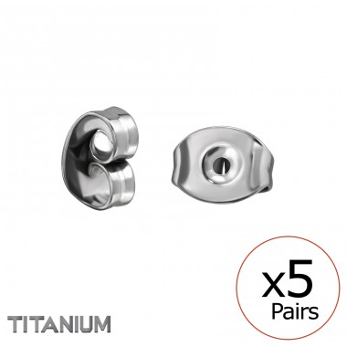 Pack Of 5 Prs Titanium Butterflies - Titanium Titan Ear Studs A4S48375