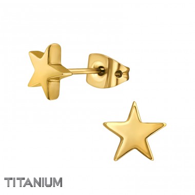 Goldener Stern - Titan Titan-Ohrstecker A4S49022