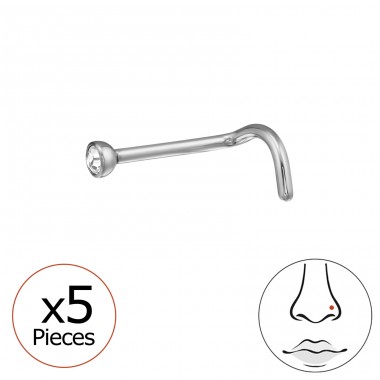 Kulatý piercing do nosu 2mm (20 G) 5 kusů - Titan Titanium Nose Jewelry A4S47737