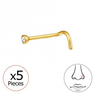 Golden Round nose piercing 2mm, (20 G)  5pcs - Titanium Titanium Nose Jewelry A4S47738