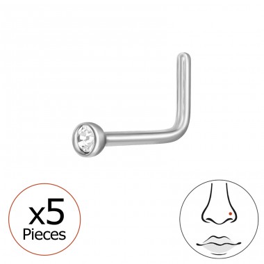 Okrúhly, Piercing do nosa s krištáľom 2mm (20 G) 5 kusov - Titán Titanium Nose Jewelry A4S47749