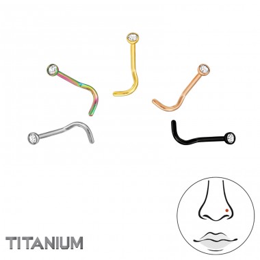 0,8 mm Nasenkugel Mix Farben mit Kristall, 5 Stück (20G) - Titan Titanium Nose Jewelry A4S47781