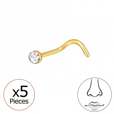 0.8Mm (20G) X5 2mm Gold Plated Nose Piercing  - Titanium Titanium Nose Jewelry A4S47906