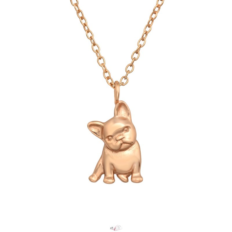 Rosegold French BullDog - 925 Sterling Silver Necklace Without Stones